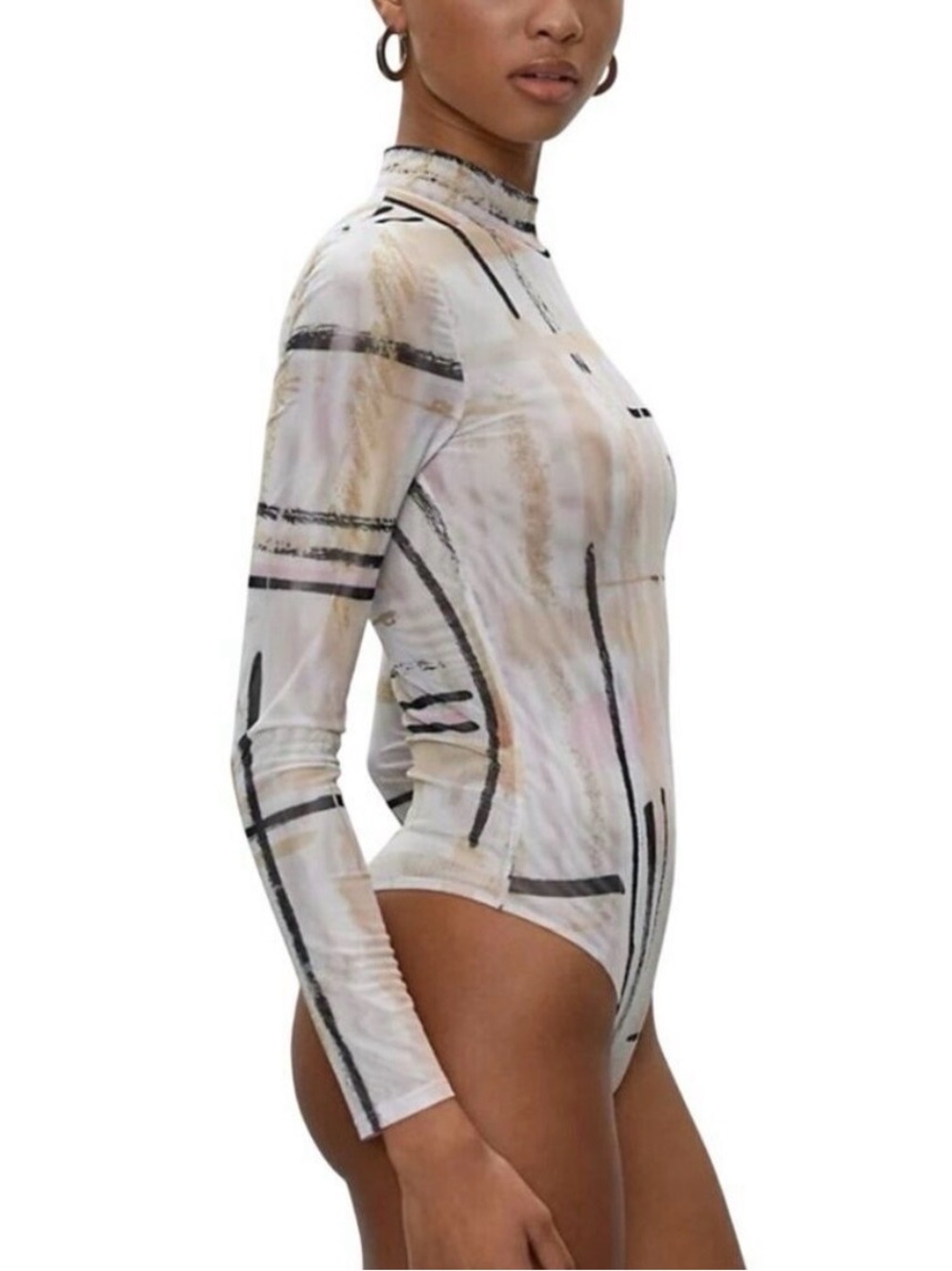 Aritzia Babaton Parlay Bodysuit Long Sleeve- Cream, Black, Pink Size XS - Picture 4 of 11